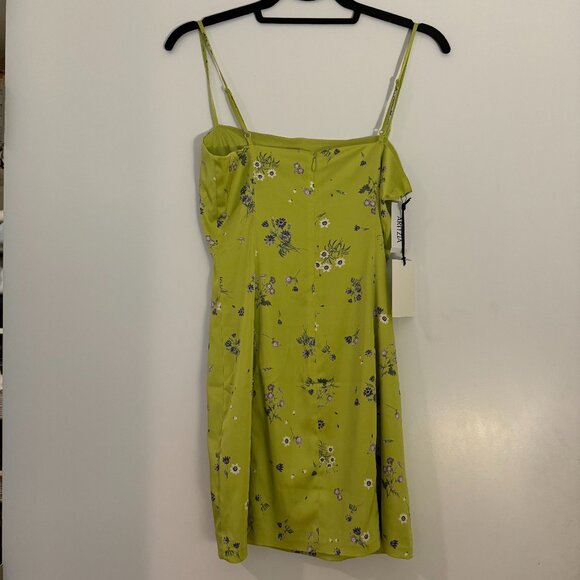 Aritzia Sunday Best Green Floral Satin Mini Dress - Picture 5 of 7